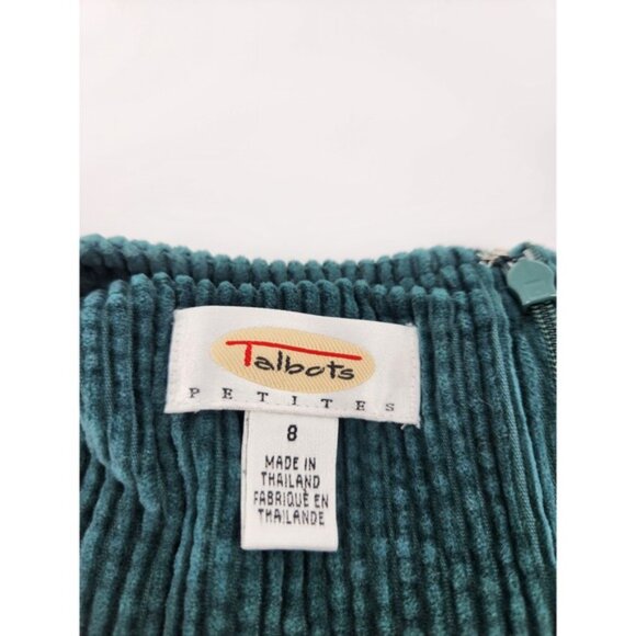 Talbots Petites Corduroy Dress Sleeveless Button Detail Green Women's 8 Petite - Picture 4 of 7